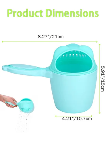 Vista 2 de Desmontable cascada libre de lágrimas bebé enjuague taza, champú Flusher para baño de cabello (verde) Compatible con Shampoo Hair Cups