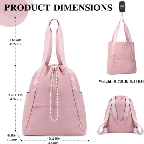 Vista 7 de Mochila de gimnasio con cordón y bolsillo húmedo, bolsa de gimnasio para mujeres y hombres, bolsas de viaje resistentes al agua para mujeres, bolsa