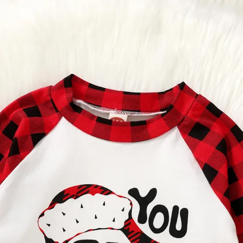 Vista 2 de JEELLIGULAR Camiseta de Navidad para niños y niñas, camiseta de manga larga con estampado de letras para bebés, ropa de festival de 6 meses a 5 años