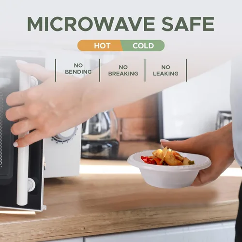 Vista 2 de Paquete de 200 cuencos desechables de plástico blanco – Tazones de 5 onzas libres de BPA para microondas con borde para sopa, ensalada, postre