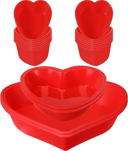 Vista 11 de 4 moldes de silicona para pasteles de corazón, moldes antiadherentes para aniversario, cumpleaños, aperitivos, cupcakes
