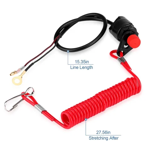 Vista 3 de Interruptor de apagado del motor, interruptor universal de parada de emergencia de encendido de motor fuera de borda de 12 V CC, interruptor