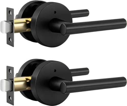 Vista 36 de Goldenwarm Juego de cerraduras negras para puerta exterior con cerrojo, aleación de zinc con llave igual con cerrojo de seguridad, manija de puerta