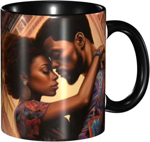 Vista 28 de Taza de café, taza de té para mujeres y niñas, taza de diseño único, perfecta para regalos, mujeres afroamericanas afro