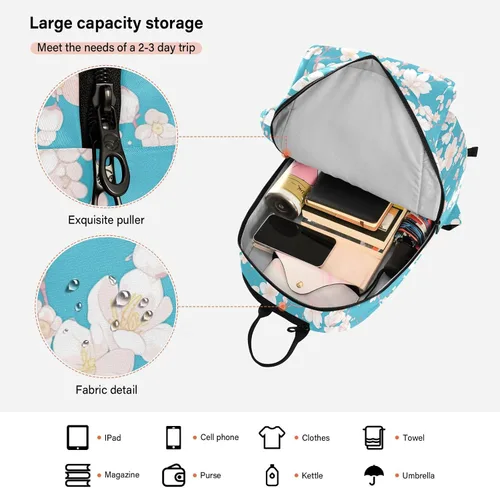 Vista 6 de Tennis Badminton Racket Bags Breathable Pink Blue Flowers 2 Rackets Tennis Racket Cover Bag with Protective Pad for Women, Men, Teenagers raquetas