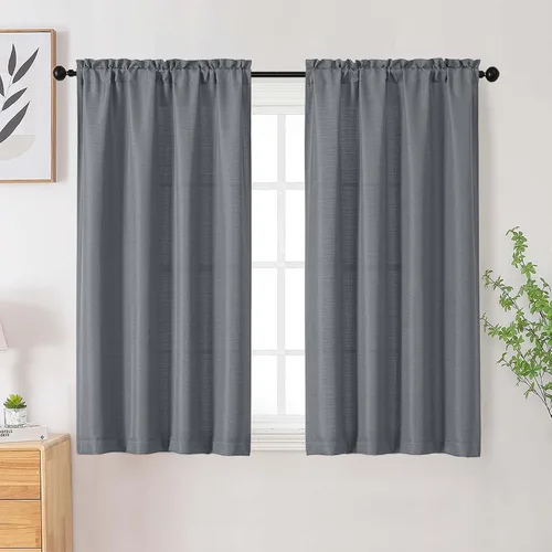 Vista 69 de Cortinas de lino para dormitorio y sala de estar de 96 pulgadas de largo, juego de 2 paneles, con bolsillo para cortinero, filtrado de luz, textura