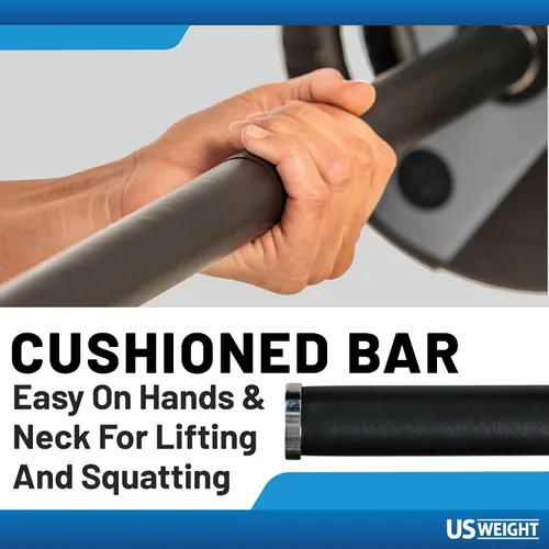 Vista 4 de US Weight Juego de pesas de 43 libras para gimnasio en casa con barra acolchada de 55 pulgadas, pesas ajustables para ejercicio, levantamiento