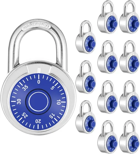 Vista 8 de Candado combinado, esfera azul de 1.969 in, 1 paquete Esfera fija con diferentes combinaciones, para gimnasio y casillero, escuela, caja