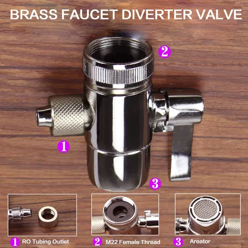Vista 2 de Válvula desviadora de grifo de fregadero para filtro de agua sobre mostrador, accesorio rociador para filtro de encimera a adaptador de grifo