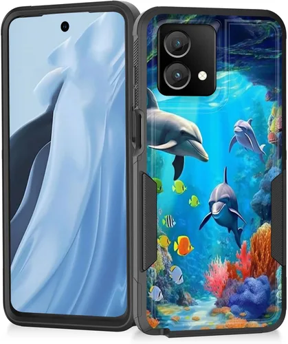 Vista 155 de Funda para Moto G Play 4G 2024, resistente de doble capa híbrida de policarbonato duro, goma suave, a prueba de golpes, funda protectora resistente