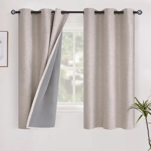 Vista 12 de YoungsTex - Cortinas opacas de lino para dormitorio, oscurecimiento de la habitación, cortinas con textura de lino, paneles con aislamiento térmico