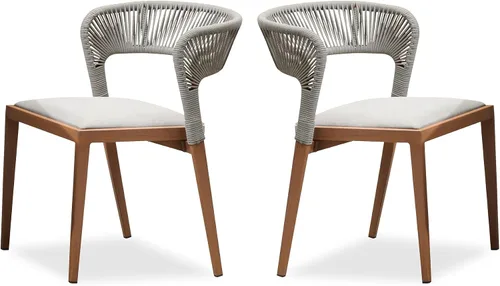 Vista 12 de PURPLE LEAF Silla de comedor al aire libre, 2 piezas, para todo tipo de clima, mimbre de mimbre, marco de aluminio, silla de comedor para patio