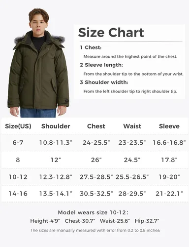 Vista 7 de Wantdo Abrigo de invierno cálido impermeable para niños chaqueta acolchada gruesa y acolchada parka con capucha