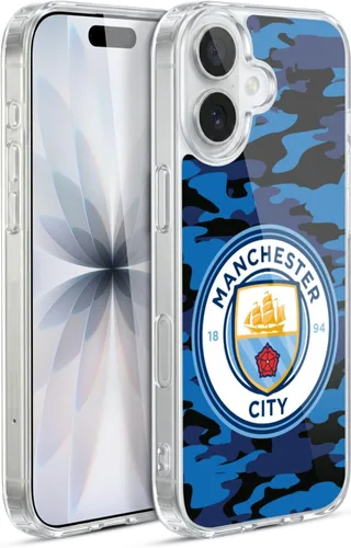 Vista 44 de Head Case Designs Funda de gel con licencia oficial del Manchester City Man City FC Blue Moon Badge Camou [protección de grado militar] compatible