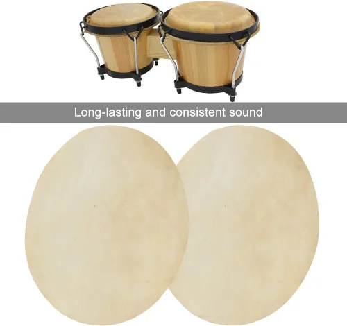 Vista 10 de Cabezal de tambor de cuero de búfalo de 8.5/12 pulgadas, 2 piezas, sonido duradero y consistente para accesorios de tambores bongo africanos
