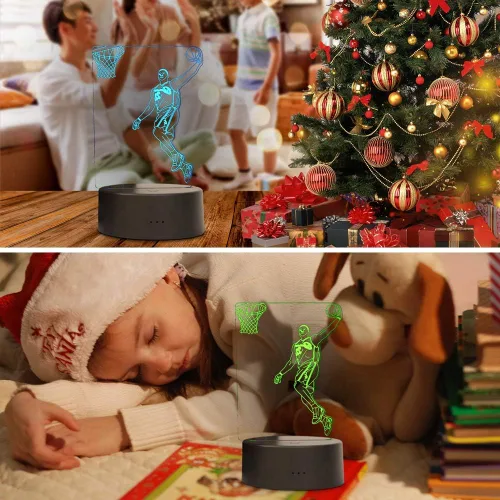 Vista 5 de XIEHE Luz nocturna LED de ilusión 3D, 7 colores de cambio gradual con interruptor táctil, lámpara de mesa USB para regalos de vacaciones