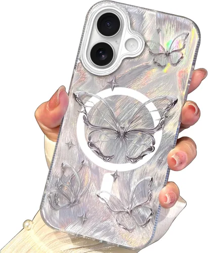 Vista 110 de I-MGAE-IN-AR Funda compacta para iPhone 11, diseño de mariposa, marco de protección de lente de cámara con diamante 3D, bonitas fundas protectoras