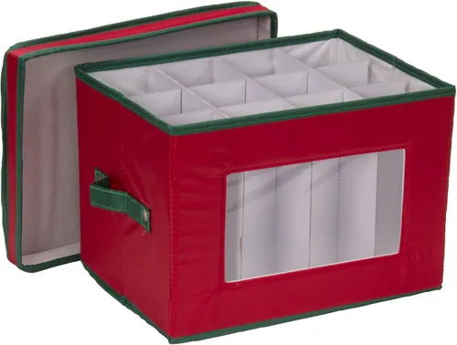 Vista 8 de Household Essentials Caja de almacenamiento para copas de champán, 12 compartimentos resistentes, panel frontal con ventana, 2 asas remachadas, caja