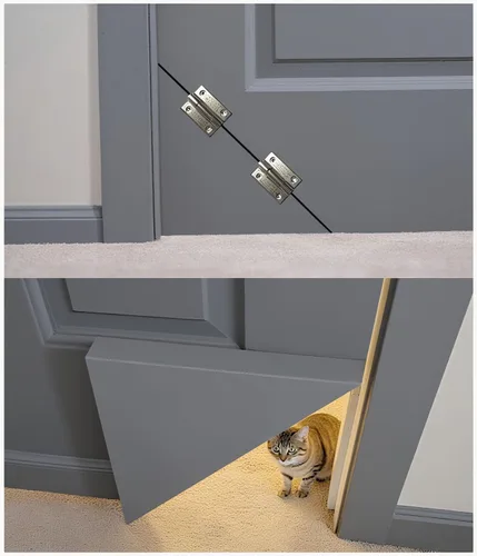 Vista 8 de Kit de bisagra ajustable para puerta de gato (mano izquierda y derecha), se adapta a puertas huecas y puertas interiores sólidas fácilmente, Negro