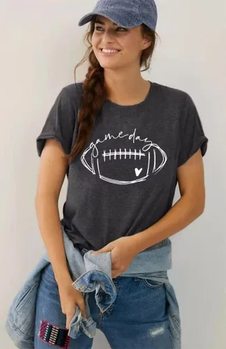 Vista 3 de Camisetas de fútbol para el día del partido, camisetas de fútbol para mujer, camisetas divertidas de manga corta para el domingo