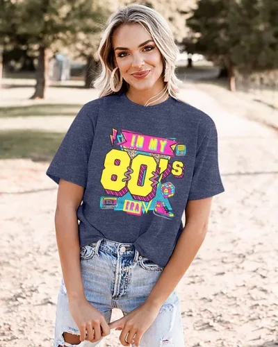 Vista 5 de Camisas de los años 80 para mujer, camiseta con estampado vintage de los años 80, ropa de fiesta casual de los años 80
