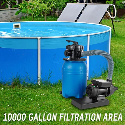 Vista 5 de Bomba de filtro de arena de 10 pulgadas, bomba de piscina de 1/3 HP, 2640 GPH de alto flujo, bomba de filtro de arena para piscina sobre el suelo