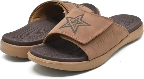 Vista 7 de KuaiLu Sandalias deportivas para hombre con cojín suave y soporte de arco para fascitis plantar, puntera abierta, ajustables, para interiores