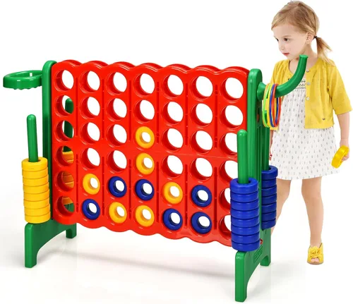 Vista 14 de AKUSTIK Juego Giant Connect al aire libre, 4 en una fila Jumbo 4 para marcar para niños y adultos, fiesta familiar, patio, césped, juego de conexión