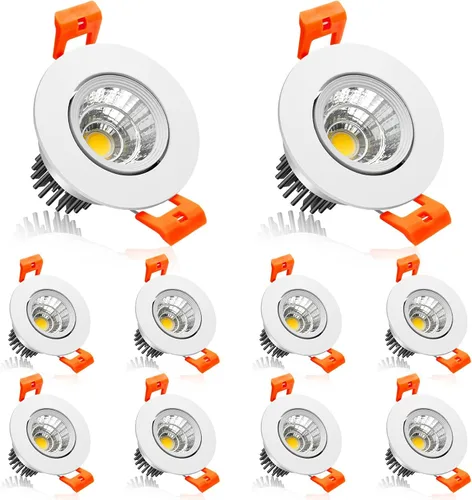 Vista 13 de Lámpara LED Downlight de 2 pulgadas, kit de luz de techo regulable de 3 W, luz blanca ultra cálida de 2700 K, luces LED blancas CRI80