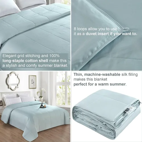 Vista 6 de Edredón/Colcha/Manta/Relleno de Edredón de Seda Lavable a Máquina para Verano - Relleno de Seda, Funda de Algodón Premium - Lujoso, Ultra Suave