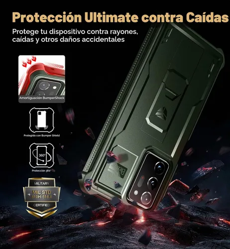 Vista 3 de Dexnor Funda para Samsung Galaxy Note 20 Ultra 5G, [Protector de pantalla y soporte integrados] Protección de grado militar resistente a prueba