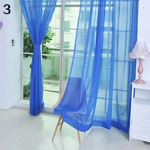 Vista 11 de Cenefas de Gauzy ligeras Cortina de ventana de puerta Cortina Sheer Home Wedding Decor - Negro