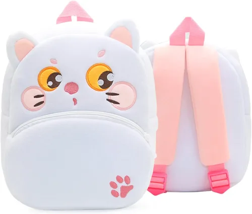 Vista 6 de Mochila escolar para niños de 2 a 4 años de edad (gato blanco)