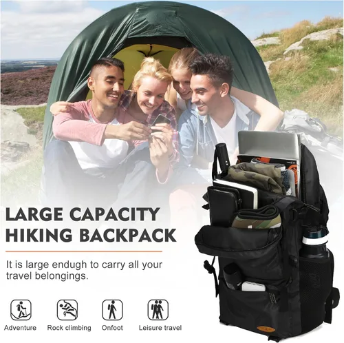 Vista 2 de VGCUB Mochila de viaje grande, mochila de transporte para mujeres y hombres, mochila de gimnasio aprobada por aerolíneas, Negro -, Ocio