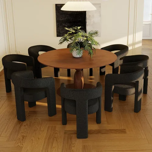 Vista 25 de Silla de Comedor Moderna de Chenille Tipo Barril Tapizada en Tela para Comedor con Brazo, Cómoda Silla Auxiliar de Acento para Cocina/Sala