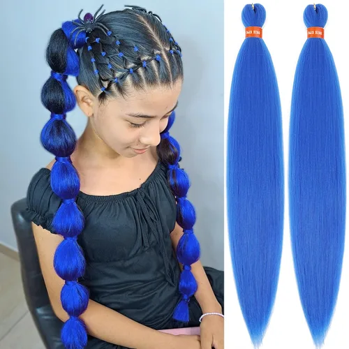 Vista 21 de Cabello trenzado preestirado ombré, extensiones de cabello trenzado sedoso, sin picazón, trenzas de cabello trenzado de ganchillo con textura Yaki
