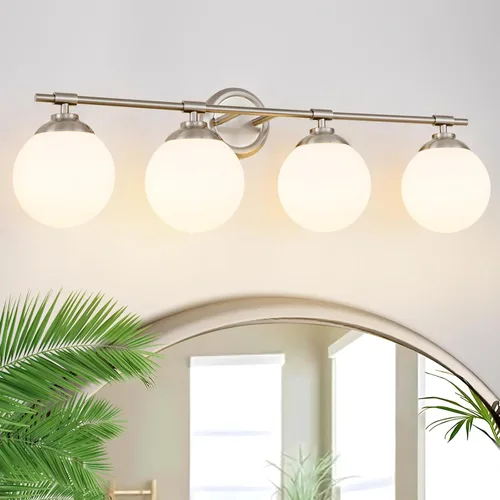 Vista 11 de Rayogale Lámparas de baño doradas, ETL 2 luces de tocador sobre espejo con vidrio esmerilado, iluminación suave, apliques de baño de 15 pulgadas