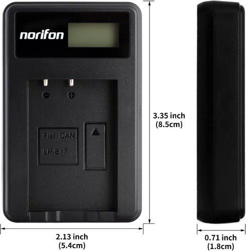 Vista 4 de Norifon Cargador USB LCD LP-E17 para Canon Eos 750D, Eos 760D, cámara Eos M3 y más