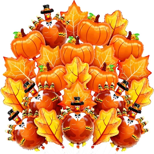 Vista 8 de KatchOn, Juego de globos de Feliz Acción de Gracias, enormes, 32 pulgadas, globo de pavo y calabaza para decoraciones de Acción de Gracias