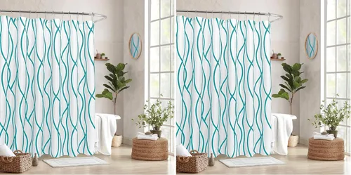 Vista 23 de Biscaynebay - Cortinas de tela texturizada a cuadros para baño