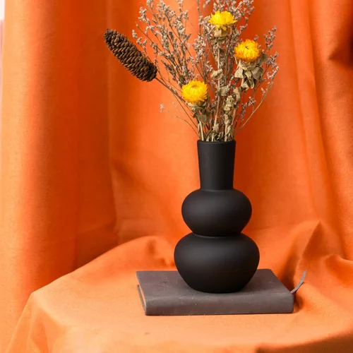 Vista 3 de Jarrón de cerámica negra, jarrones modernos para hierba de las pampas, jarrones de arcilla mate para decoración de boda, para mesa, sala de estar