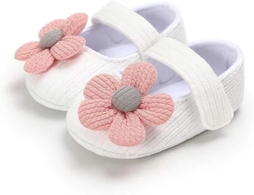 Vista 4 de Zapatos planos Mary Jane para bebés y niñas, con lazo, floral, princesa, vestido de boda, zapatos suaves para recién nacidos, cuna para primeros
