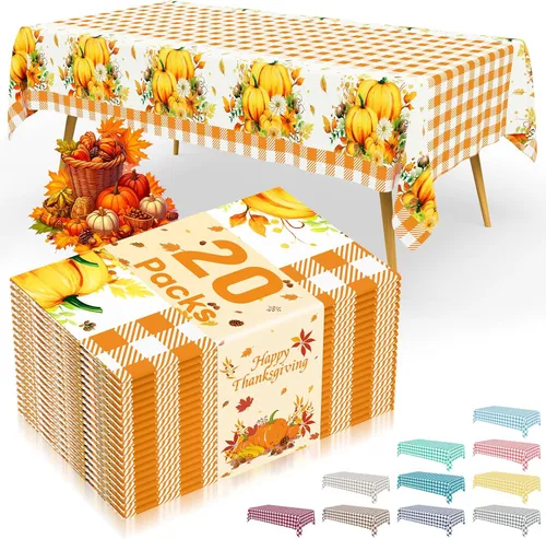 Vista 34 de Smiry 8 paquetes de manteles desechables Gingham, 54 x 108 pulgadas, manteles de plástico impermeables rectangulares en diseño a cuadros