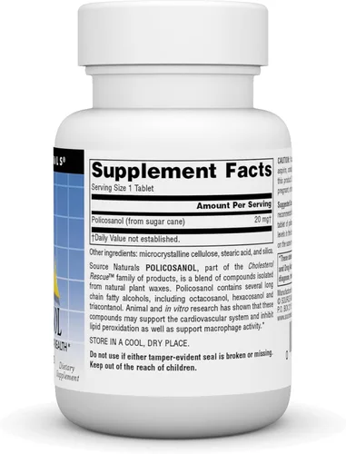 Vista 2 de Source Naturals Policosanol, apoya la salud cardiovascular* Tableta de 20 mg, 30