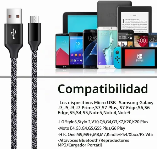 Vista 6 de Cargador Android para Samsung Galaxy J7 Prime/Crown/Star/Sky Pro/Perx, J3 Negro
