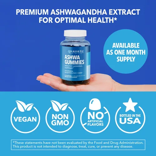 Vista 10 de Gomitas Ashwagandha para apoyar el estrés y el estado de ánimo, suplemento vegano, sin OMG para calma y relajación, Withania Somnifera para mejorar