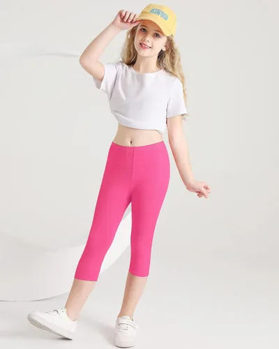 Vista 2 de Adorel Girls Capri Leggings Summer Pants Solid Color for School 3 Pack