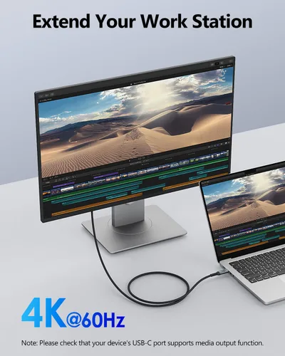 Vista 3 de SUNGUY Cable USB C 3.2 Gen2 de 3.3 pies, 240 W PD USB C, carga rápida, transferencia de datos de 20 Gbps, salida de video 4K, cable de pantalla tipo