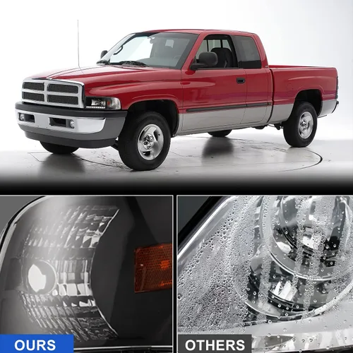 Vista 2 de ROXX DRL Headlight Assembly Compatible with 1994-2001 Dodge Ram 1500 Carcasa negra con DRL Led
