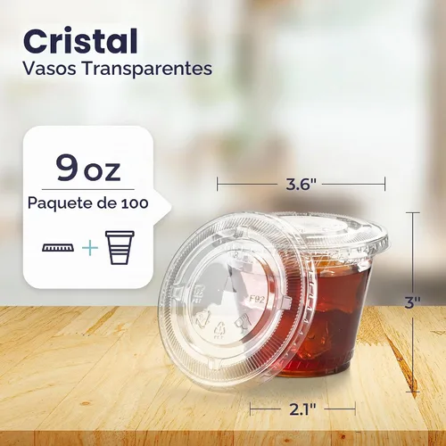 Vista 2 de Fit Meal Prep Paquete de 100 vasos de plástico transparente de 9 onzas